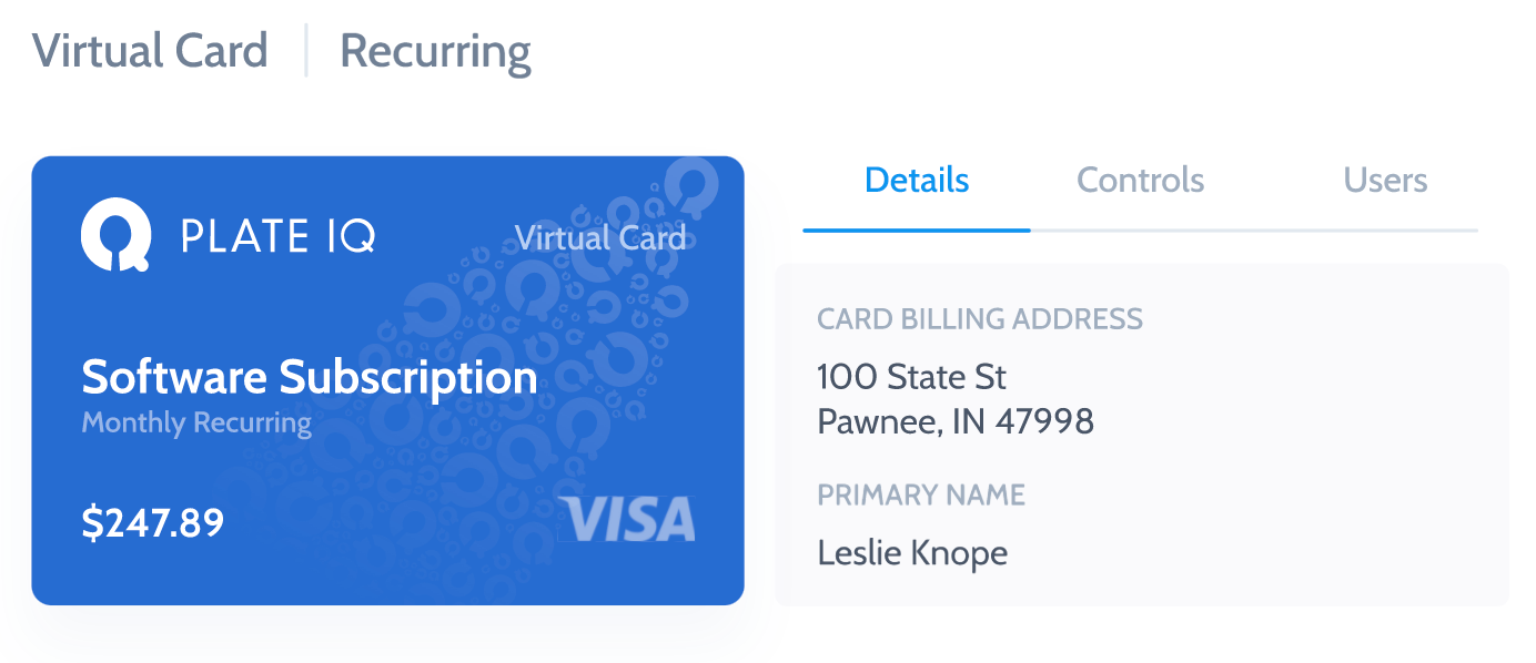 Plate IQ’s virtual recurring card for B2B payment automation.