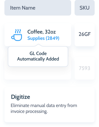 manufacturing invoice for coffee being digitized by plate iq